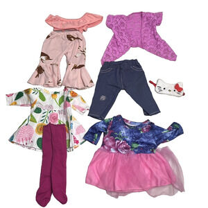 Doll Clothing Outfits 18" Dress, Pants, Cardigan, Jeans, Hello Kitty Sleep Mask